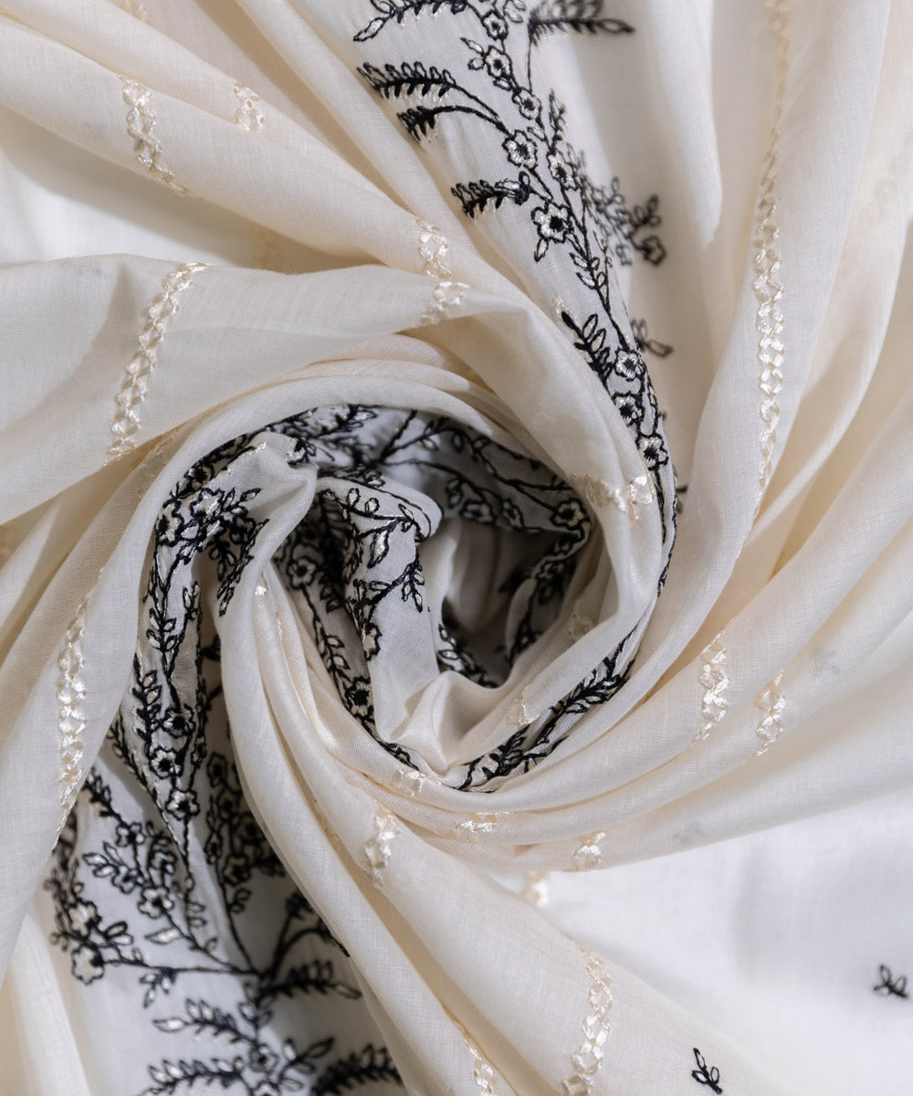 Fine Voile White Embroidered Dupatta