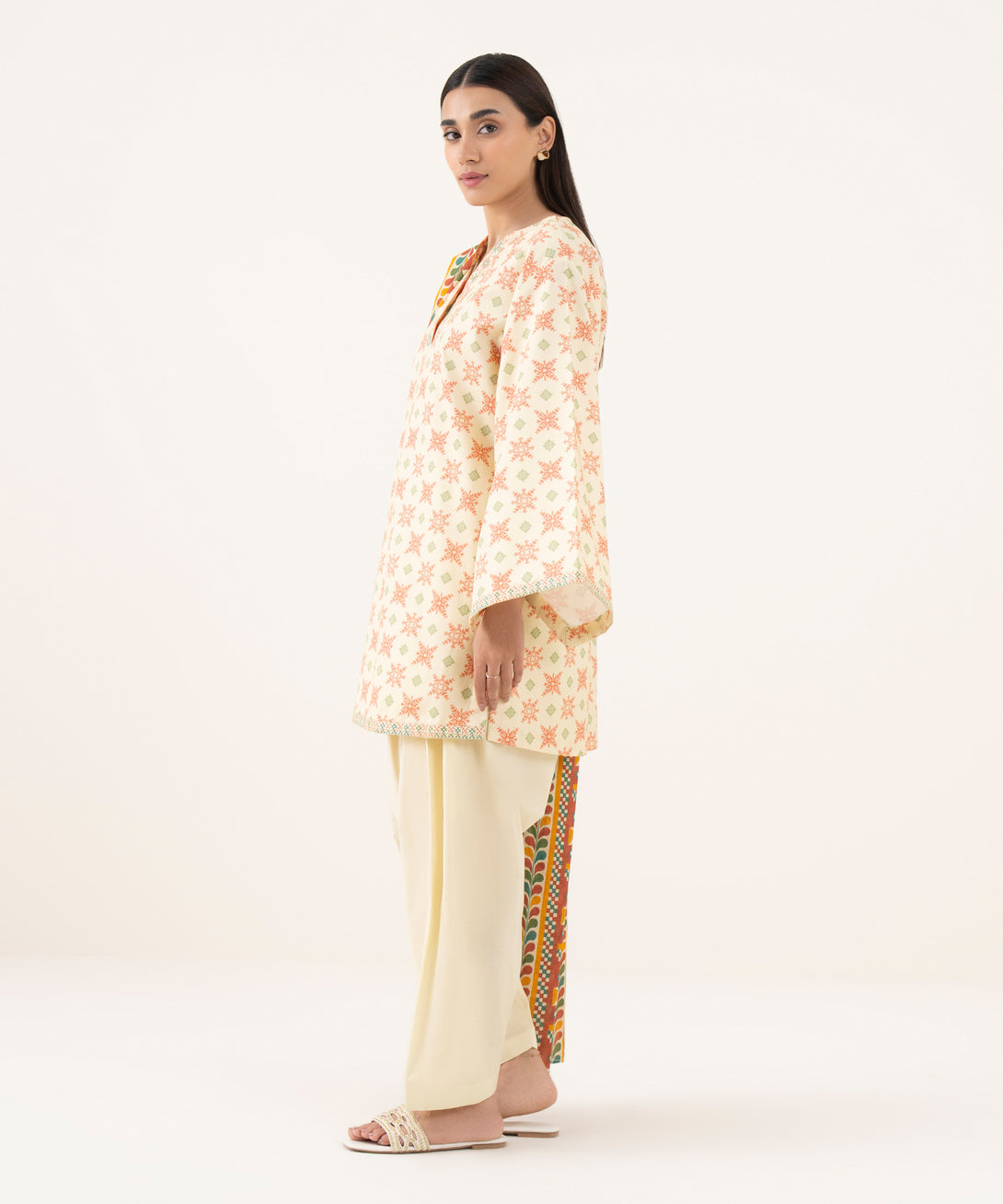 Women's Unstitched Cotton Printed Multi 2 Piece Suit