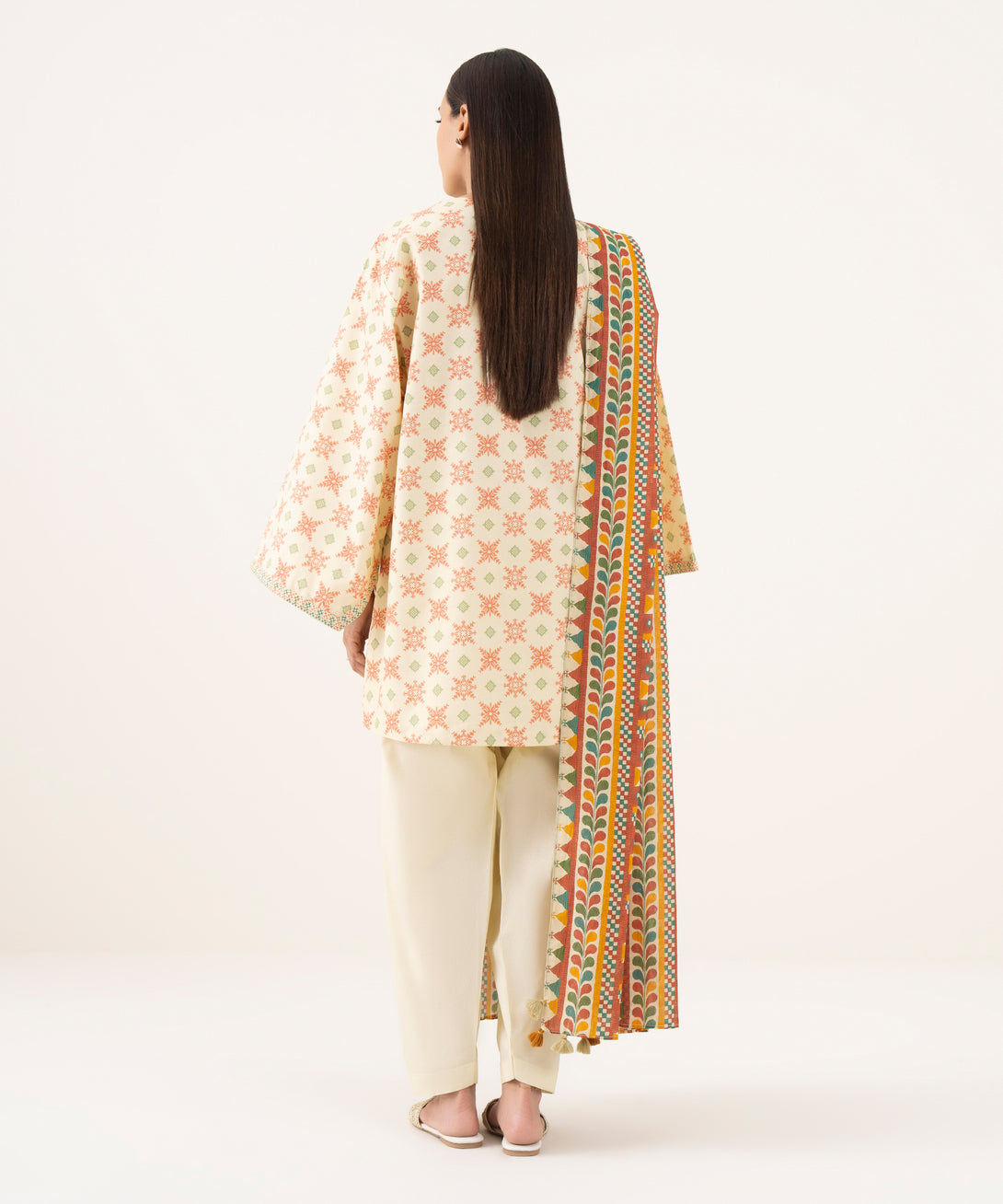 Women's Unstitched Cotton Printed Multi 2 Piece Suit