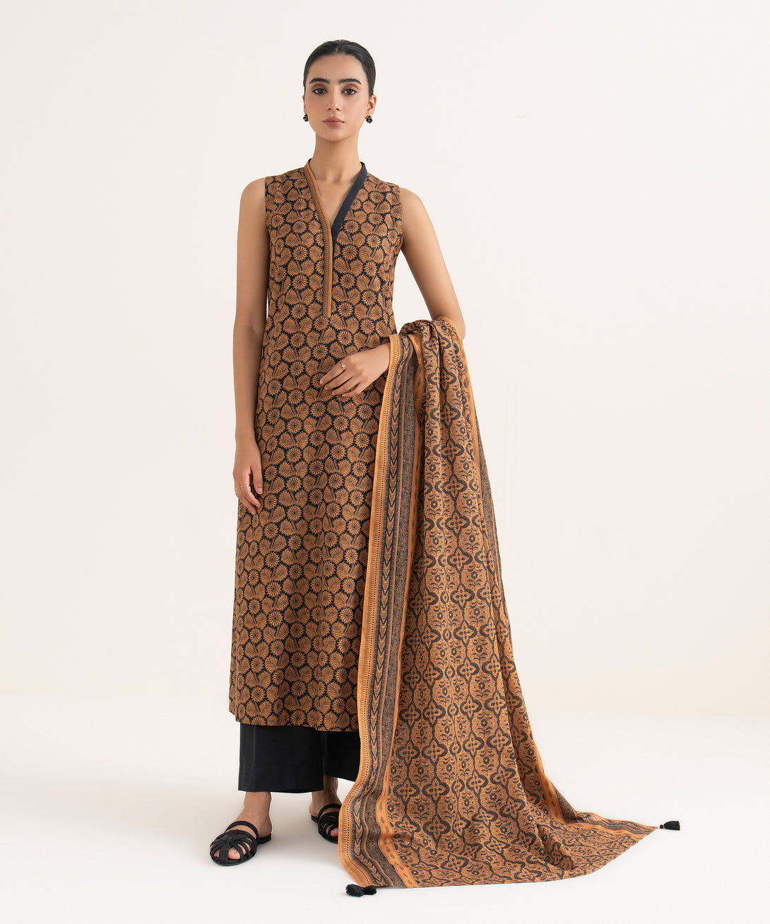Women's Unstitched Light Khaddar Printed Multi Two Piece Suit