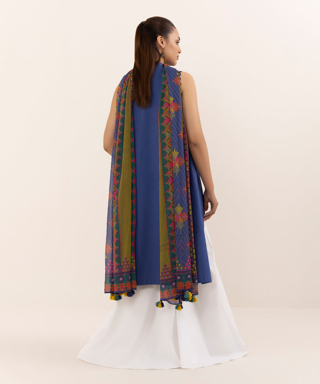 Women's Unstitched Lawn Embroidered Blue Two Piece Suit