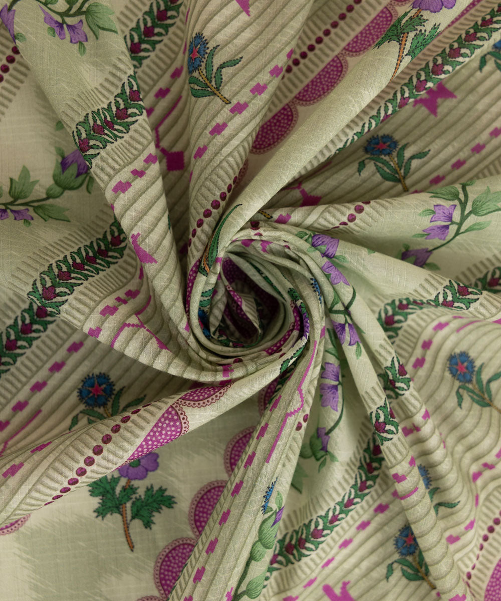 Textured Voile Green Printed Dupatta