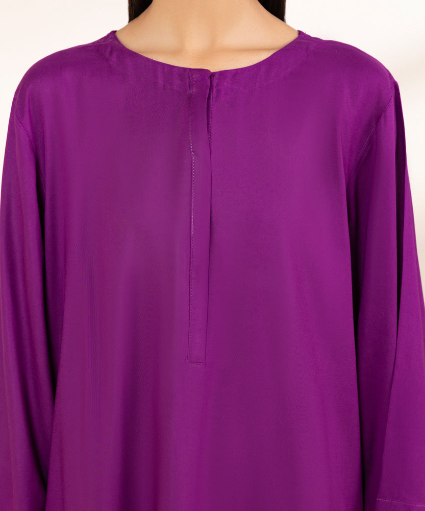 Women's Pret Purple Solid Linen Shirt