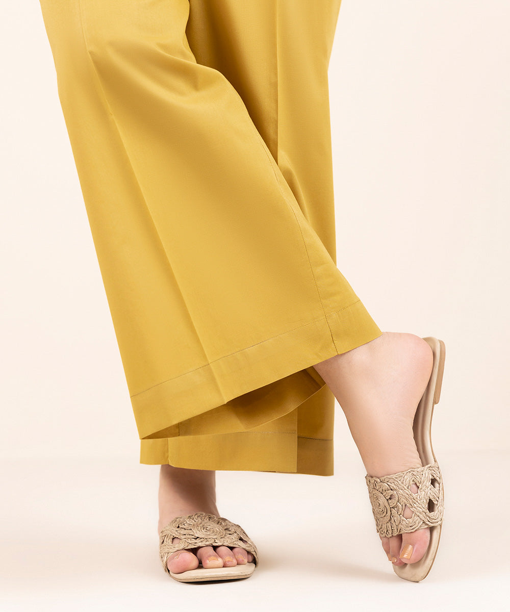 Women's Pret Cambric Mustard Solid Culottes