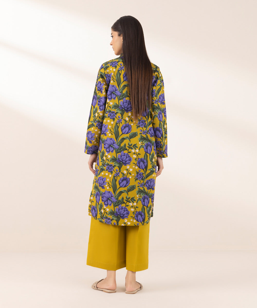 Women's Pret Cambric Yellow Printed A-Line Shirt