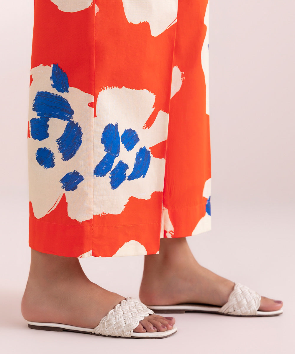 Women's Pret Cambric Orange Printed Culottes