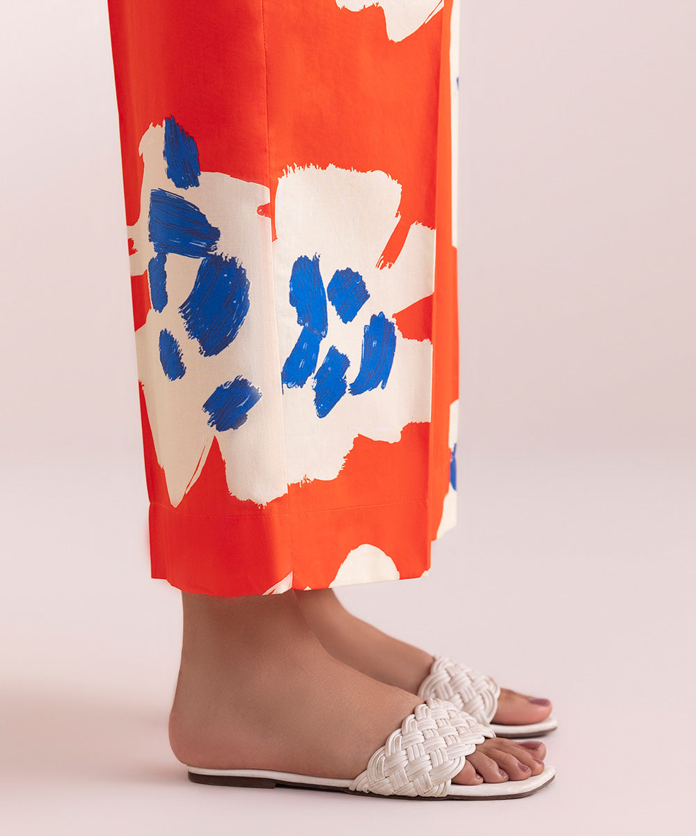 Women's Pret Cambric Orange Printed Culottes