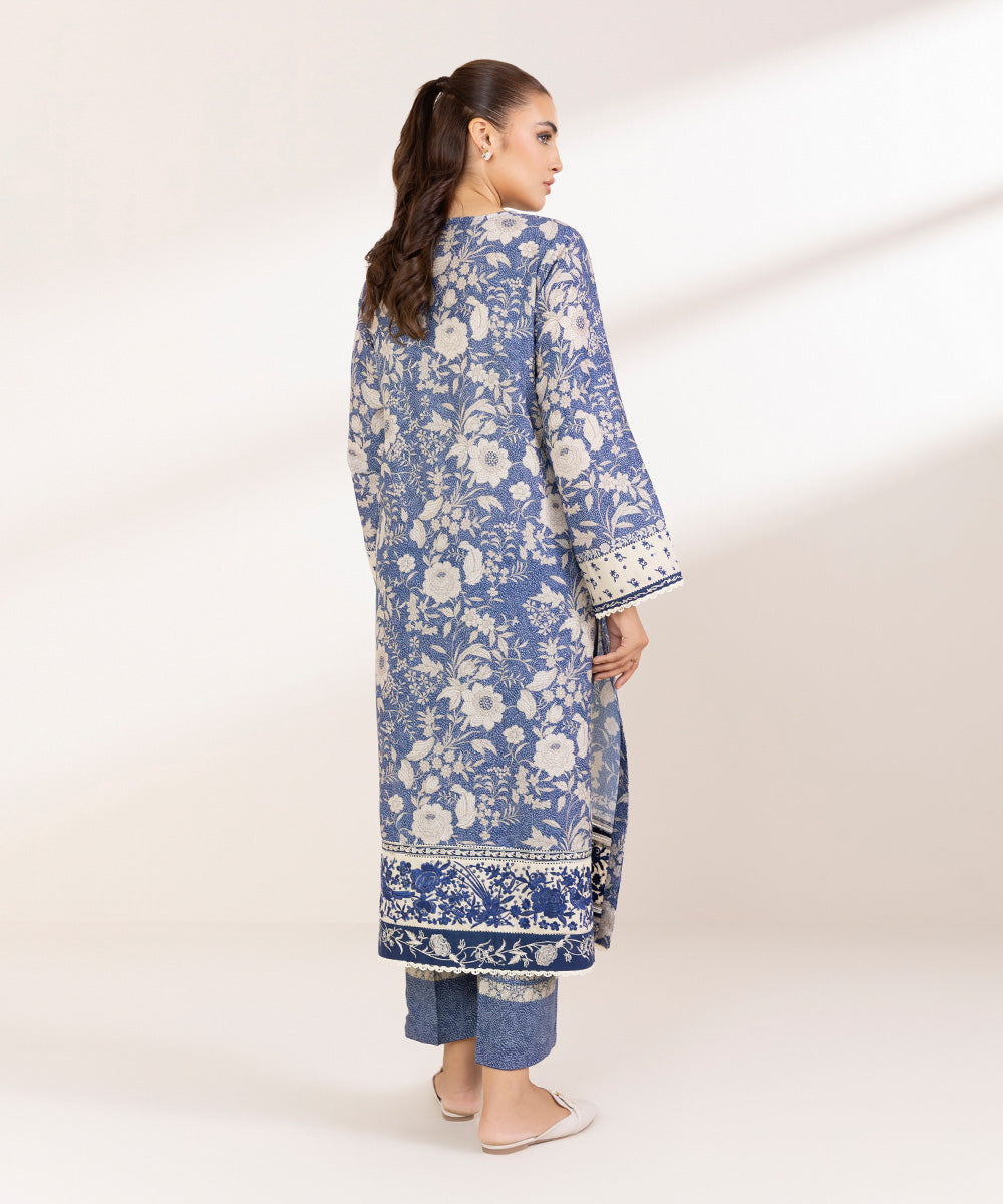 Women's Pret Karandi Embroidered Blue A-Line Shirt