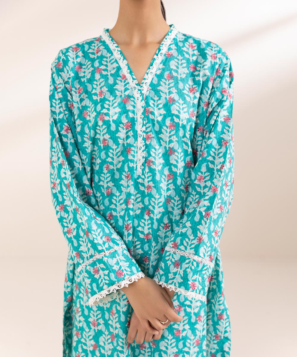 Women's Pret Lawn Blue Embroidered A-Line Shirt