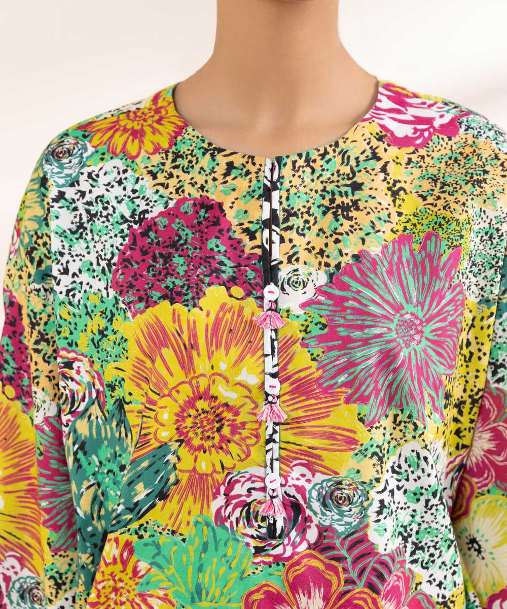 Women's Pret Cotton Viscose Multi Printed Boxy Shirt