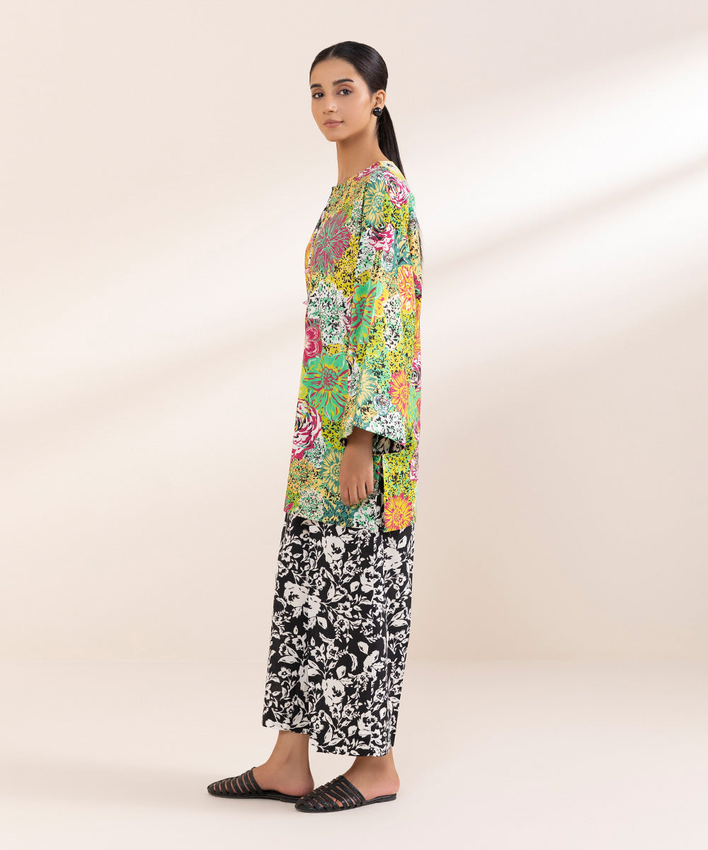 Women's Pret Cotton Viscose Multi Printed Boxy Shirt