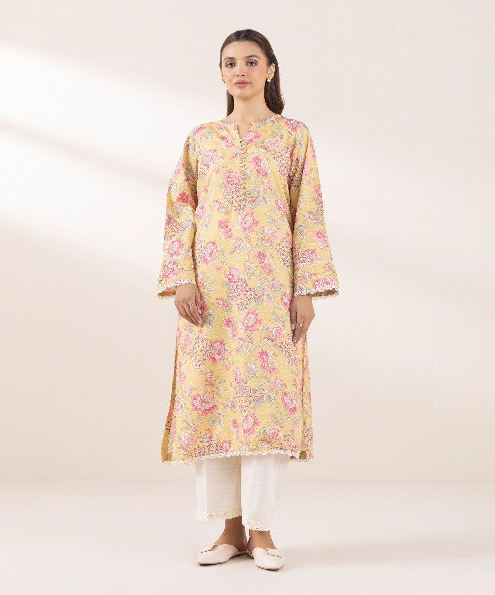 Printed Zari Khaddar Shirt