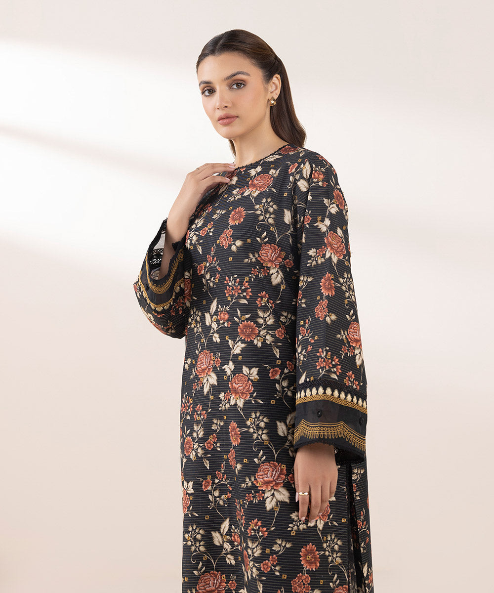 Embroidered Zari Khaddar Shirt