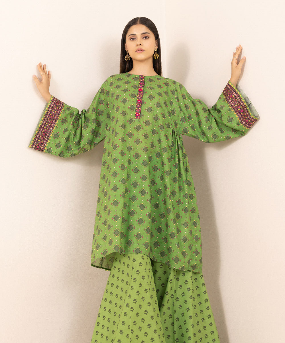 Women's Pret Lawn Printed Green Peplum