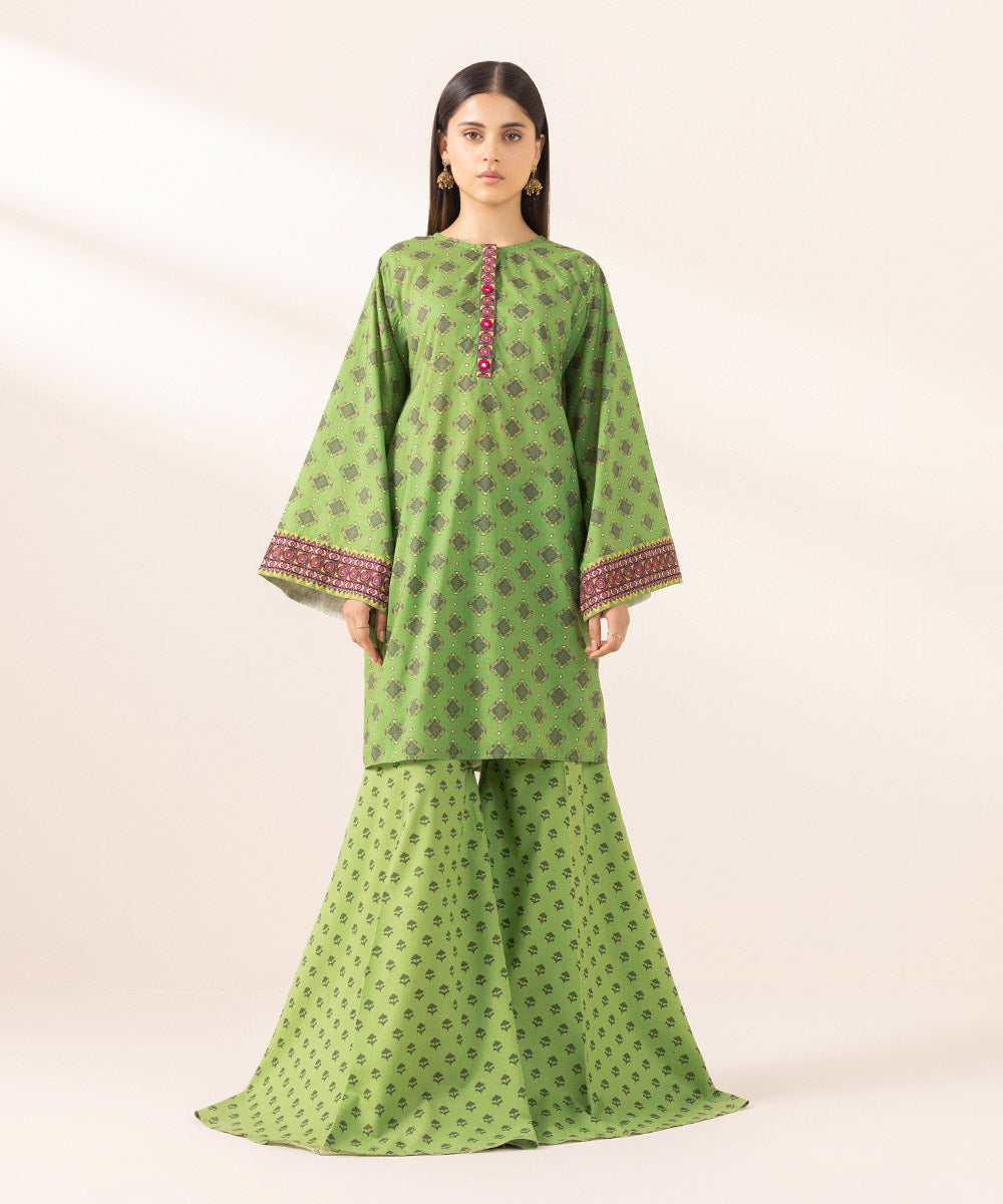 Women's Pret Lawn Printed Green Peplum