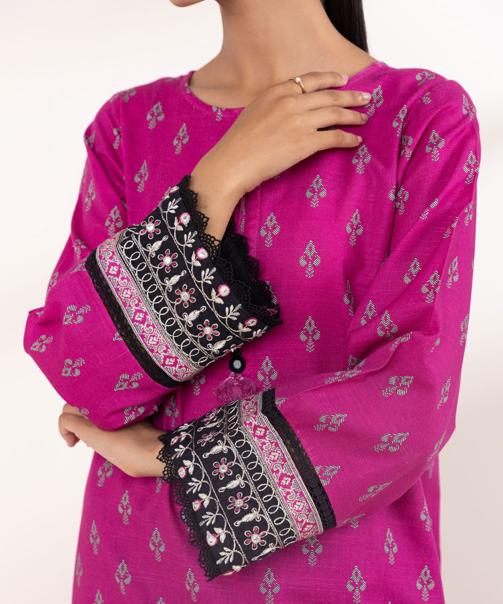 Women's Pret Khaddar Pink Embroidered A-Line Shirt