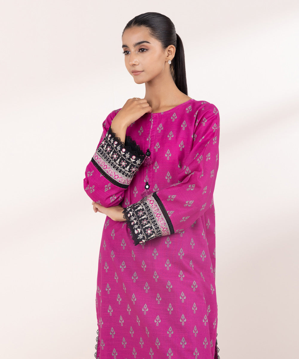 Women's Pret Khaddar Pink Embroidered A-Line Shirt