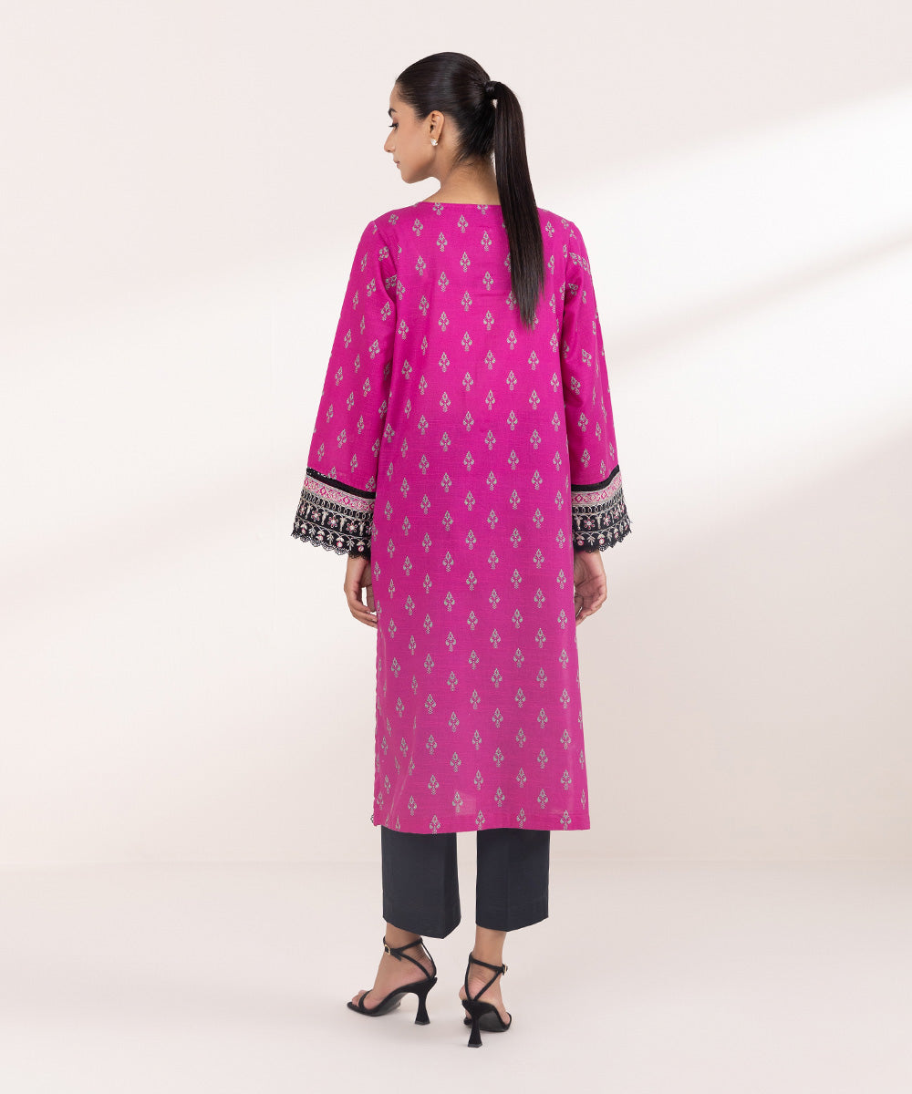 Women's Pret Khaddar Pink Embroidered A-Line Shirt