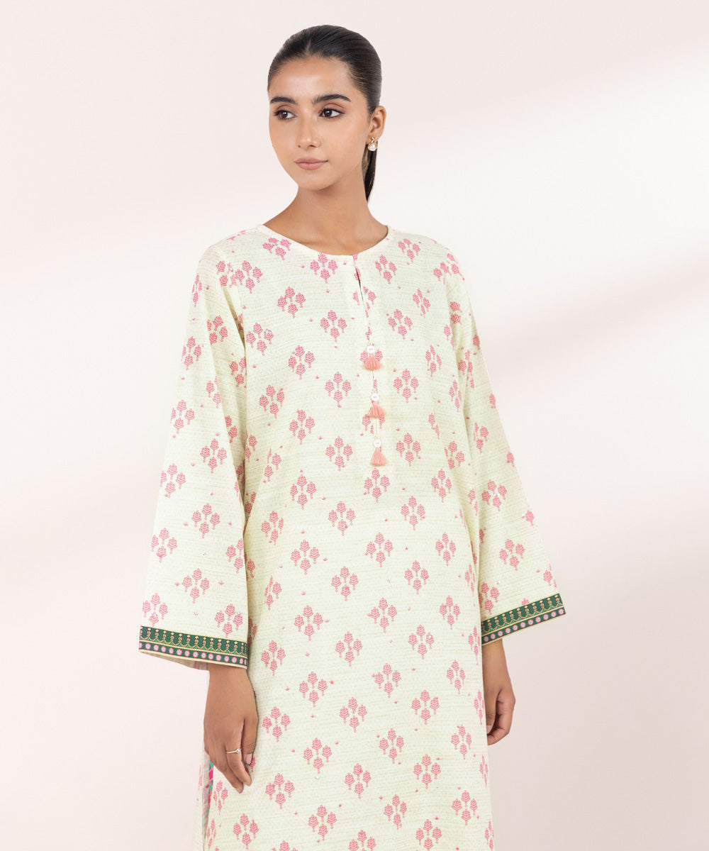 Women's Pret Khaddar Off White Embroidered A-Line Shirt