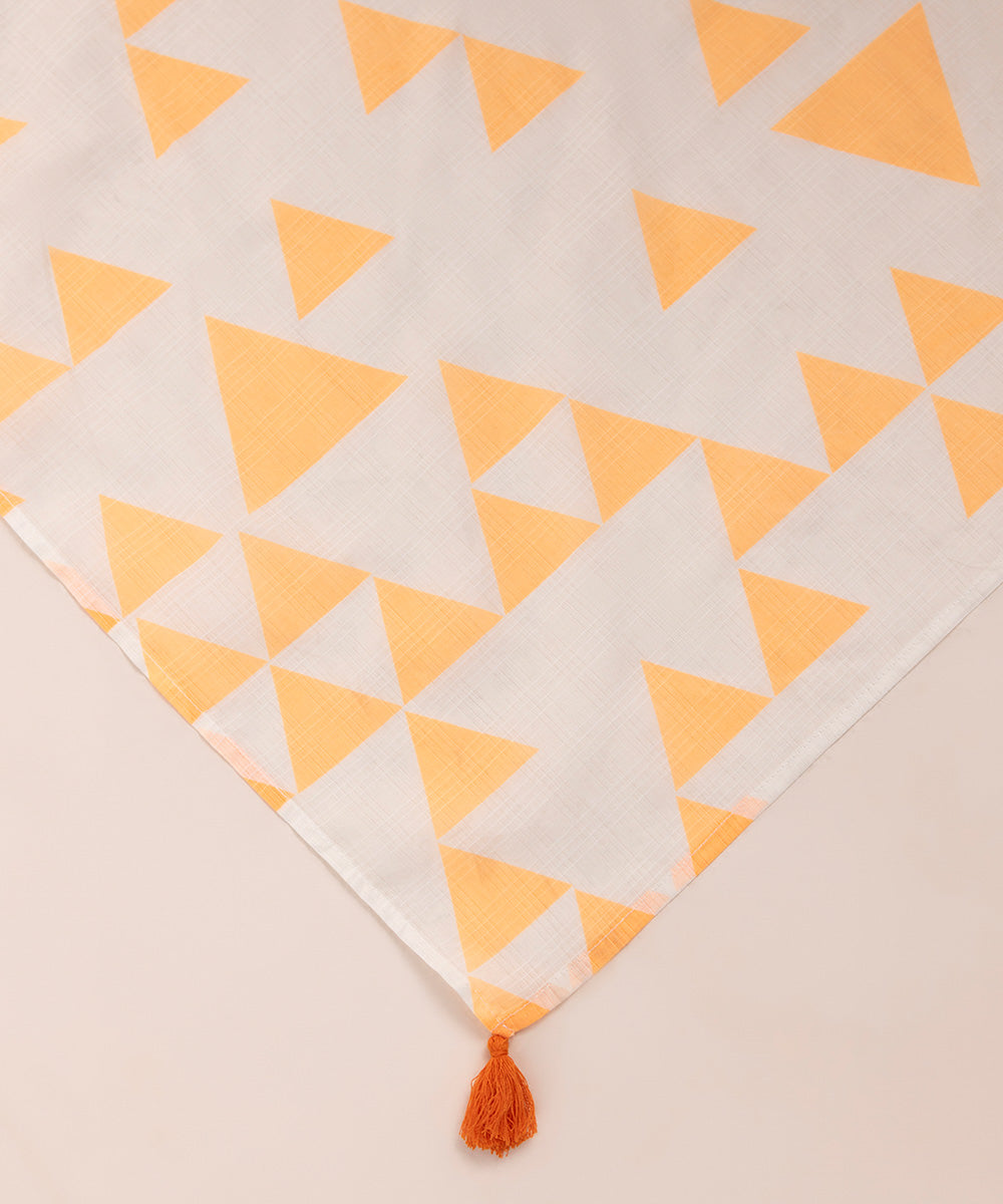 Textured Voile Orange Printed Dupatta