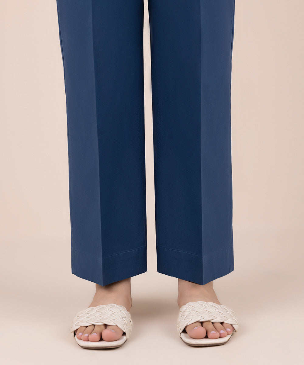 Women's Pret Cambric Blue Dyed Straight Pants