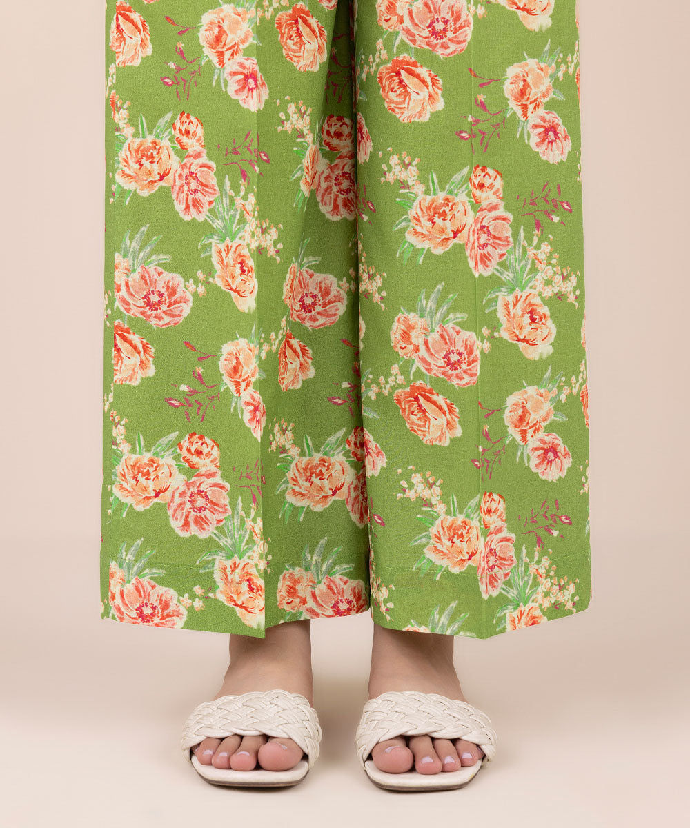 Women's Pret Cambric Green Printed Culottes