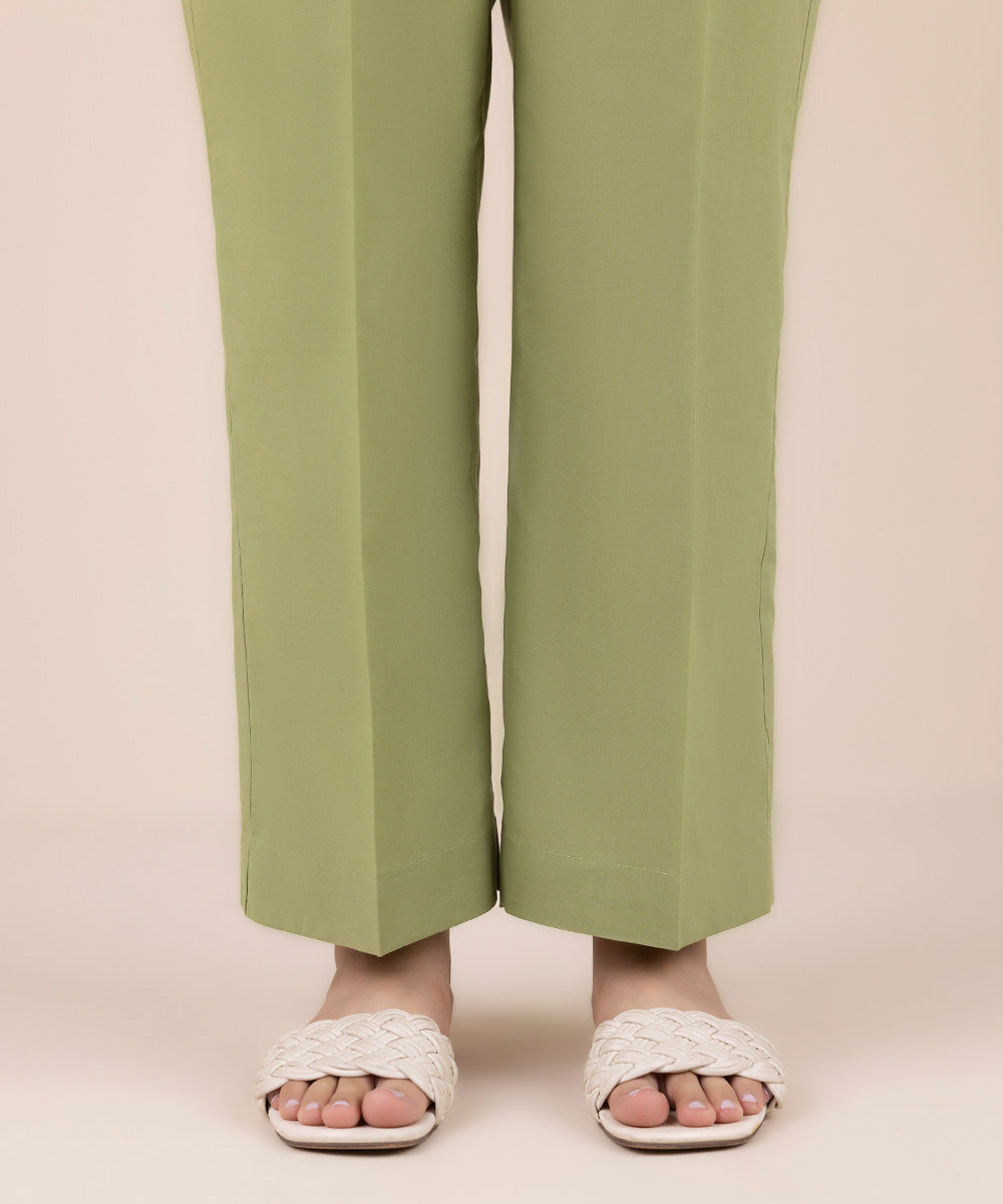 Women's Pret Cambric Green Dyed Straight Pants