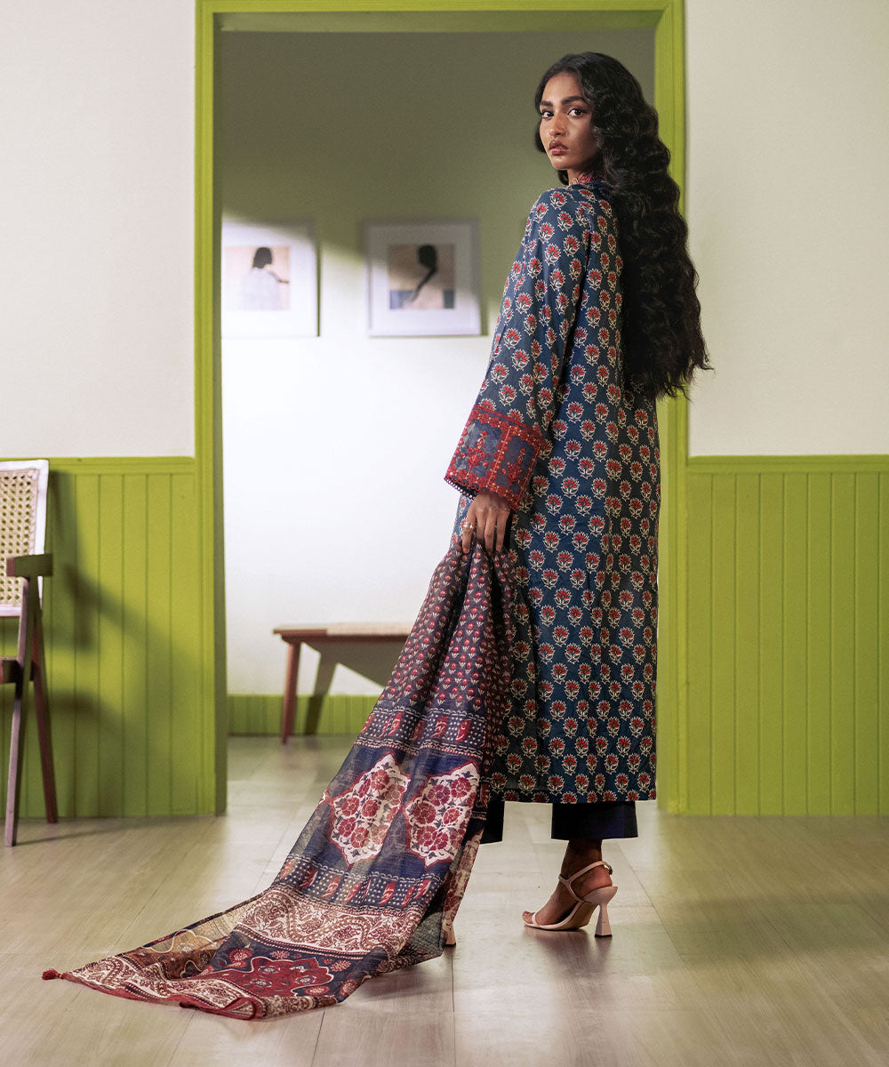 Blended Raw Net Multi Printed Dupatta