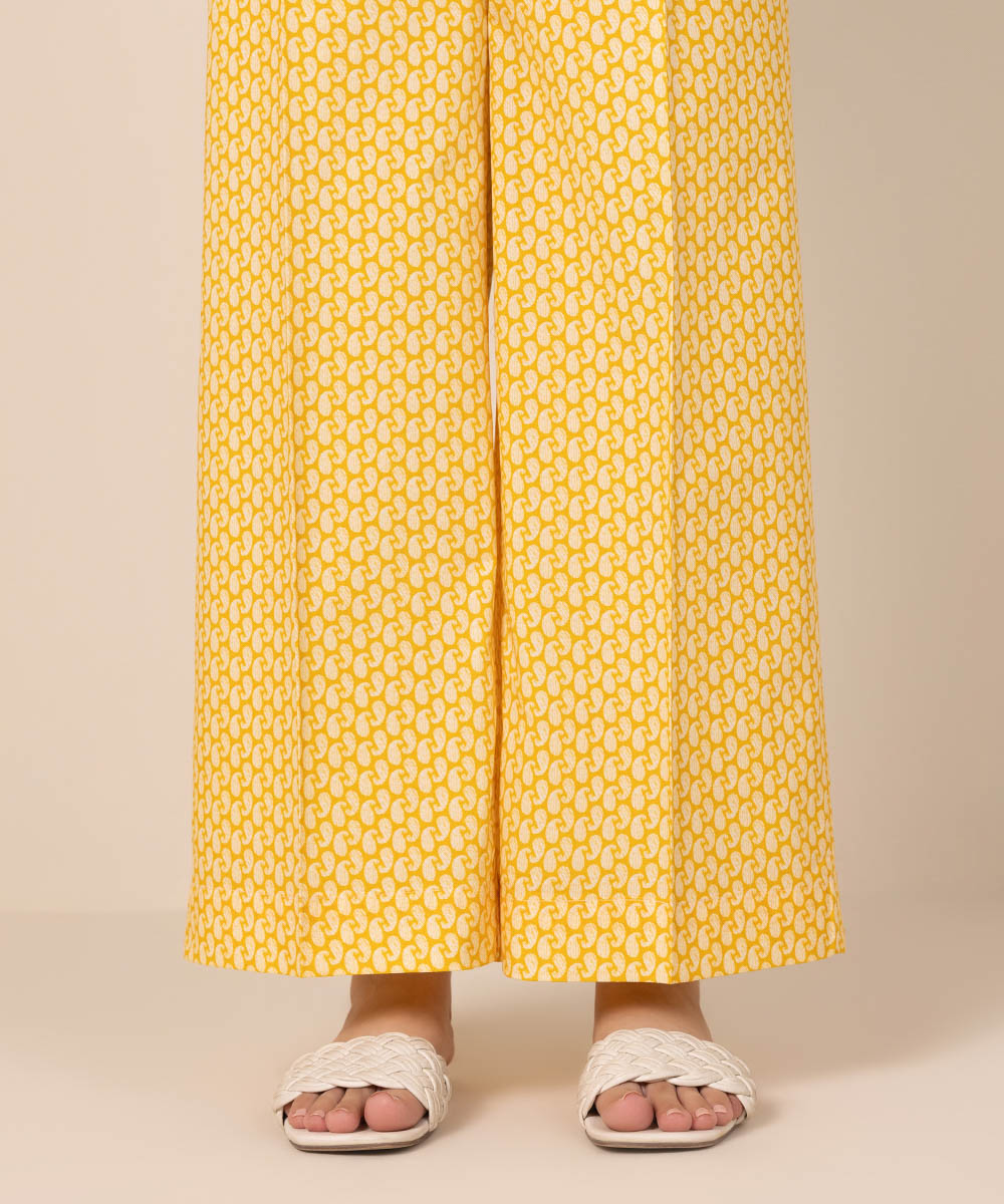 Women's Pret Cambric Yellow Printed Culottes