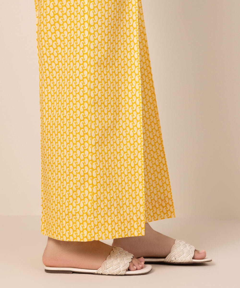 Women's Pret Cambric Yellow Printed Culottes