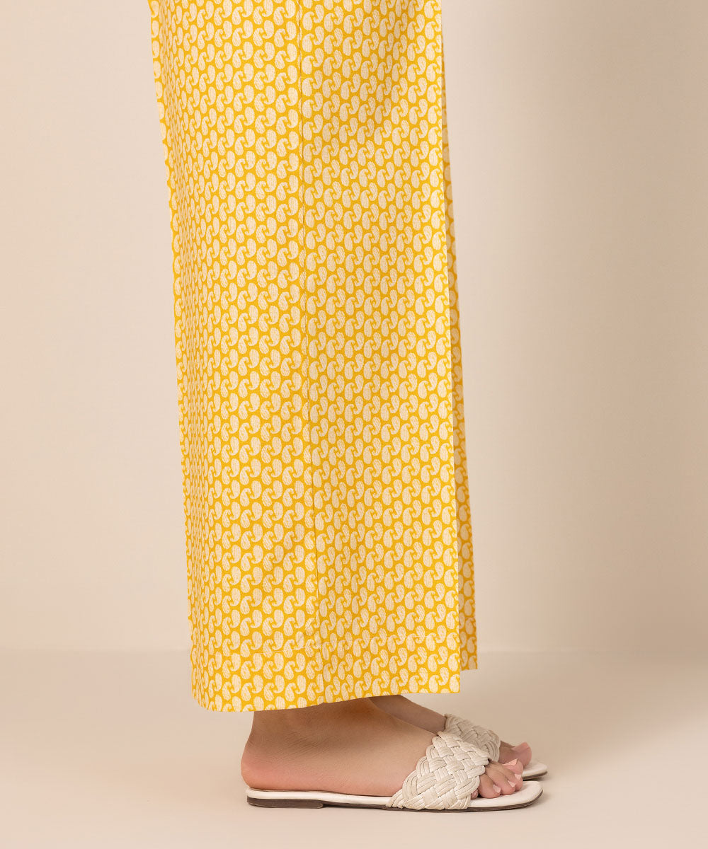 Women's Pret Cambric Yellow Printed Culottes