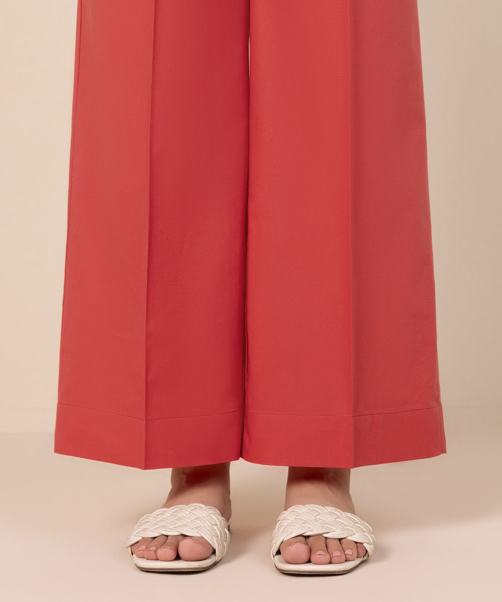 Women's Pret Cambric Red Solid Culottes