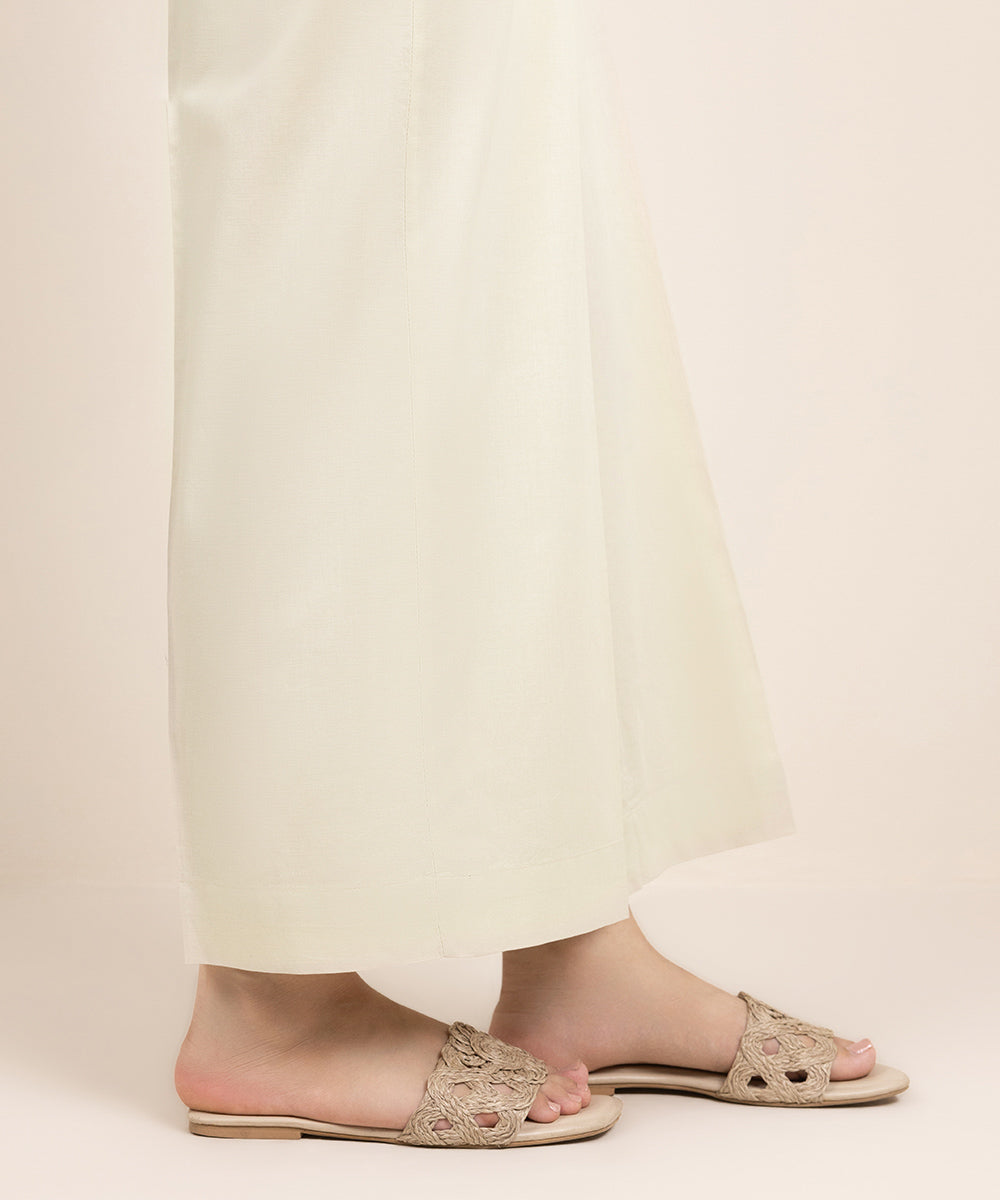 Women's Pret Cambric Solid Beige Culottes