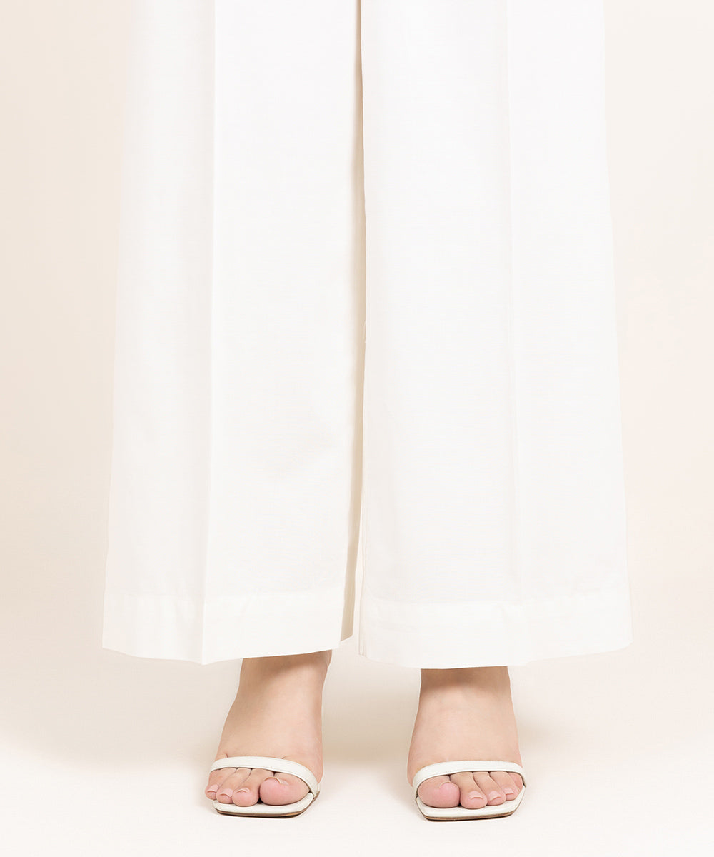 Women's Pret Cotton Viscose Solid White Culottes