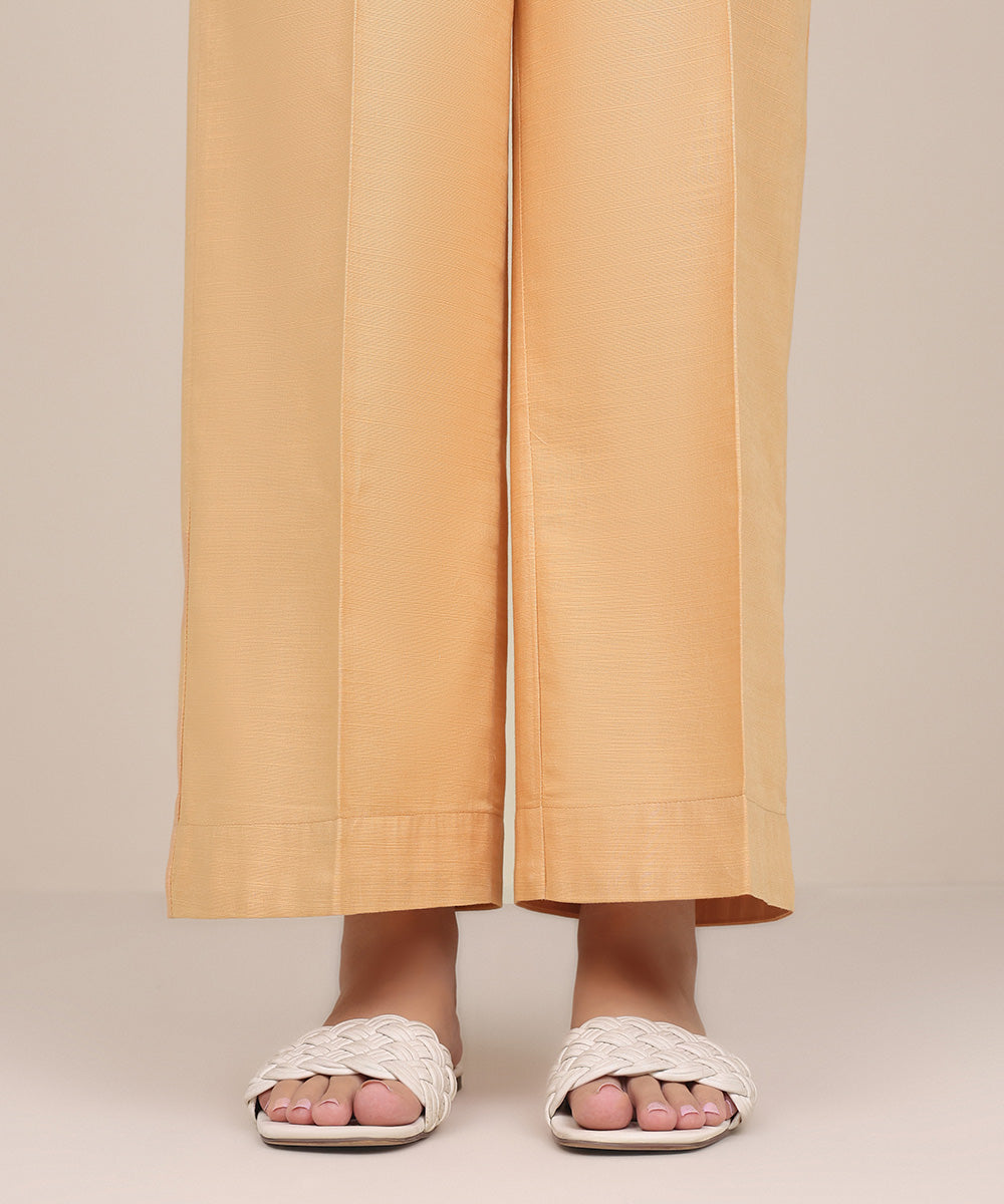 Women's Pret Khaddar Orange Solid Culottes