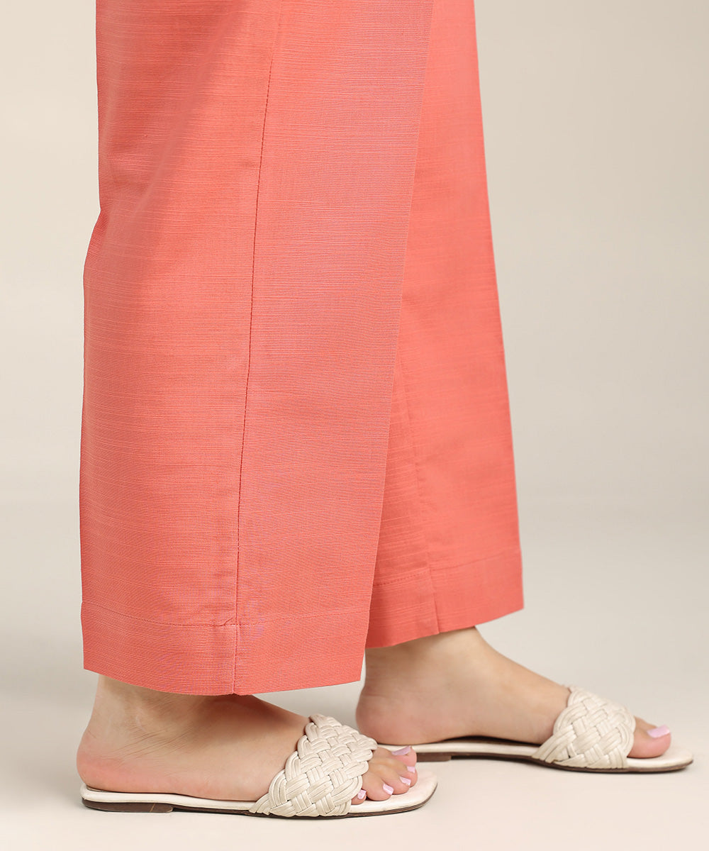 Women's Pret Khaddar Pink Solid Straight Pants