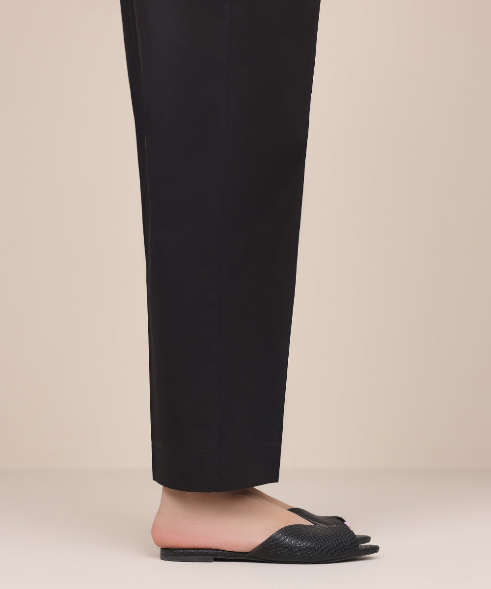 Women's Pret Cambric Black Solid Straight Pants