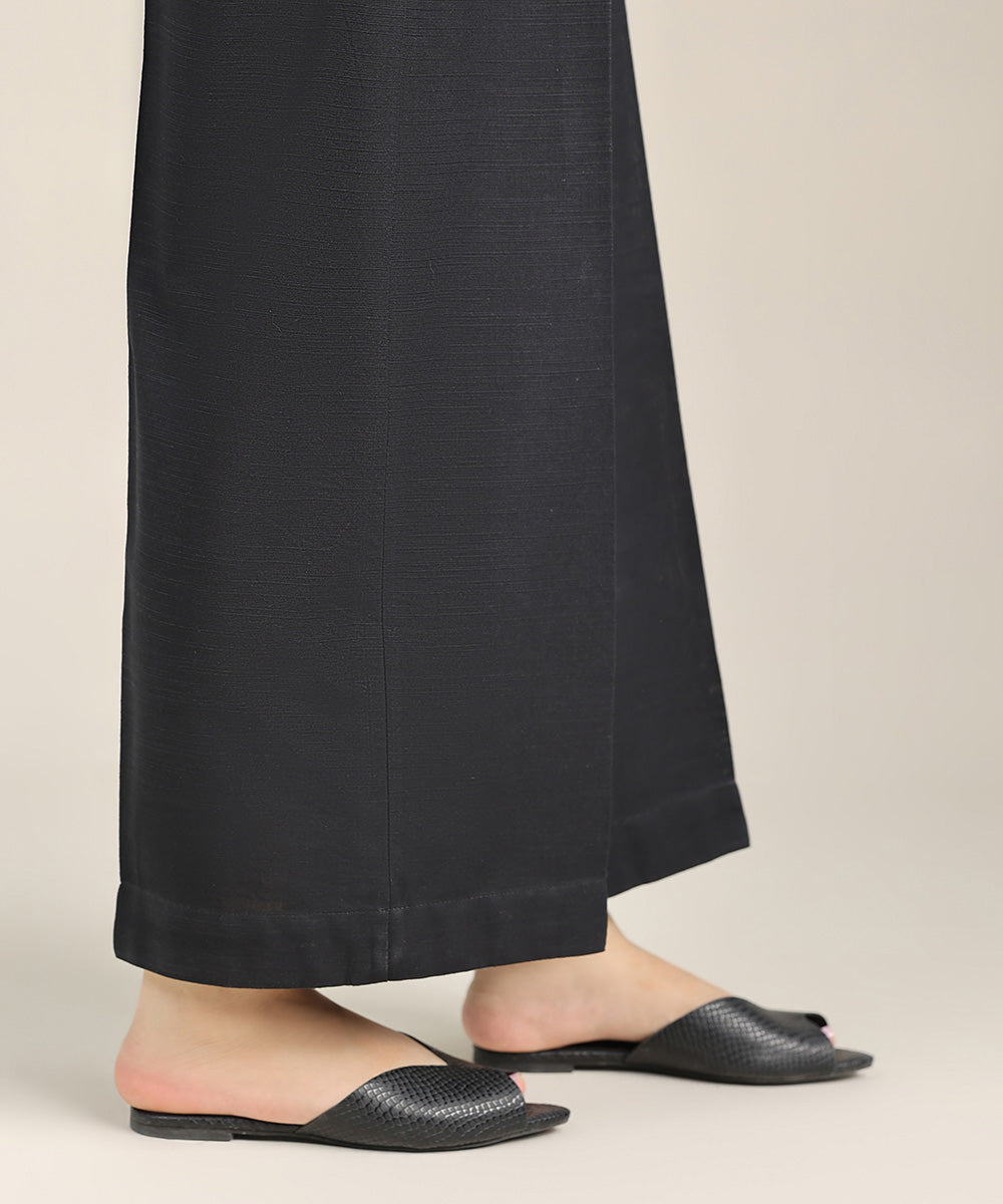 Women's Pret Khaddar Black Solid Culottes