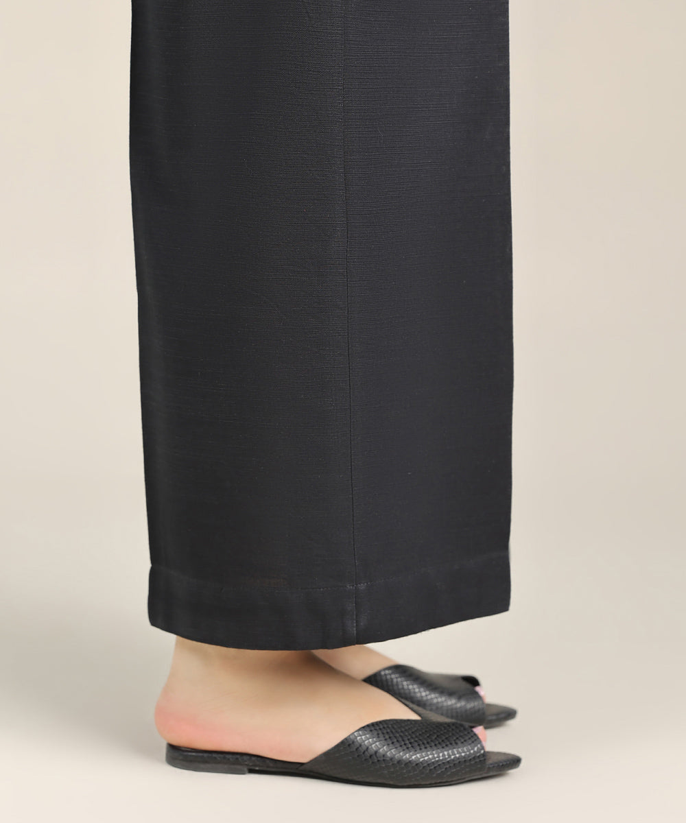 Women's Pret Khaddar Black Solid Culottes