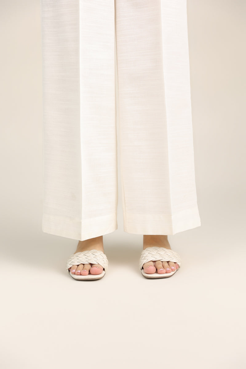 Women's Pret Khaddar Off White Solid Culottes