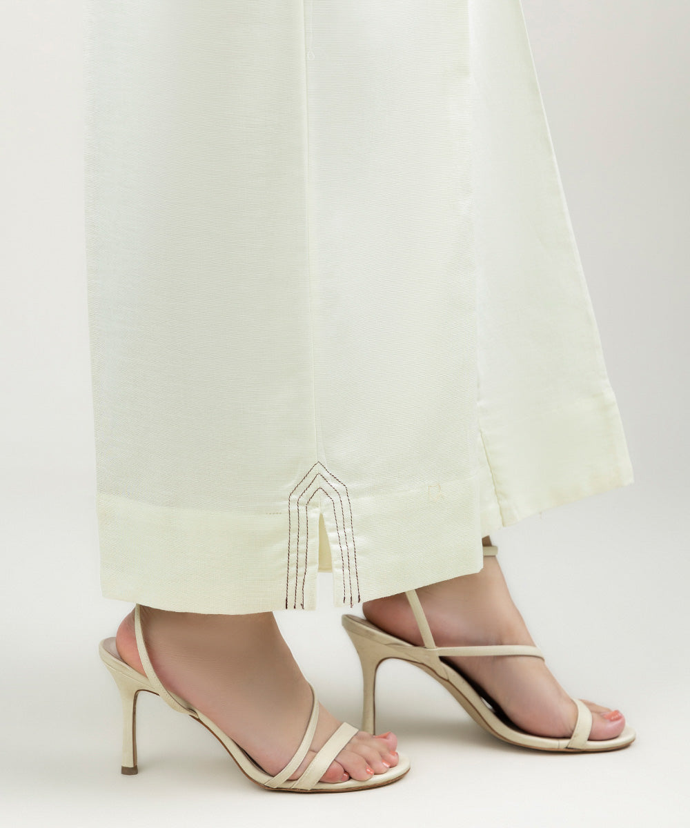 Women's Pret Khaddar Solid Off White Culottes