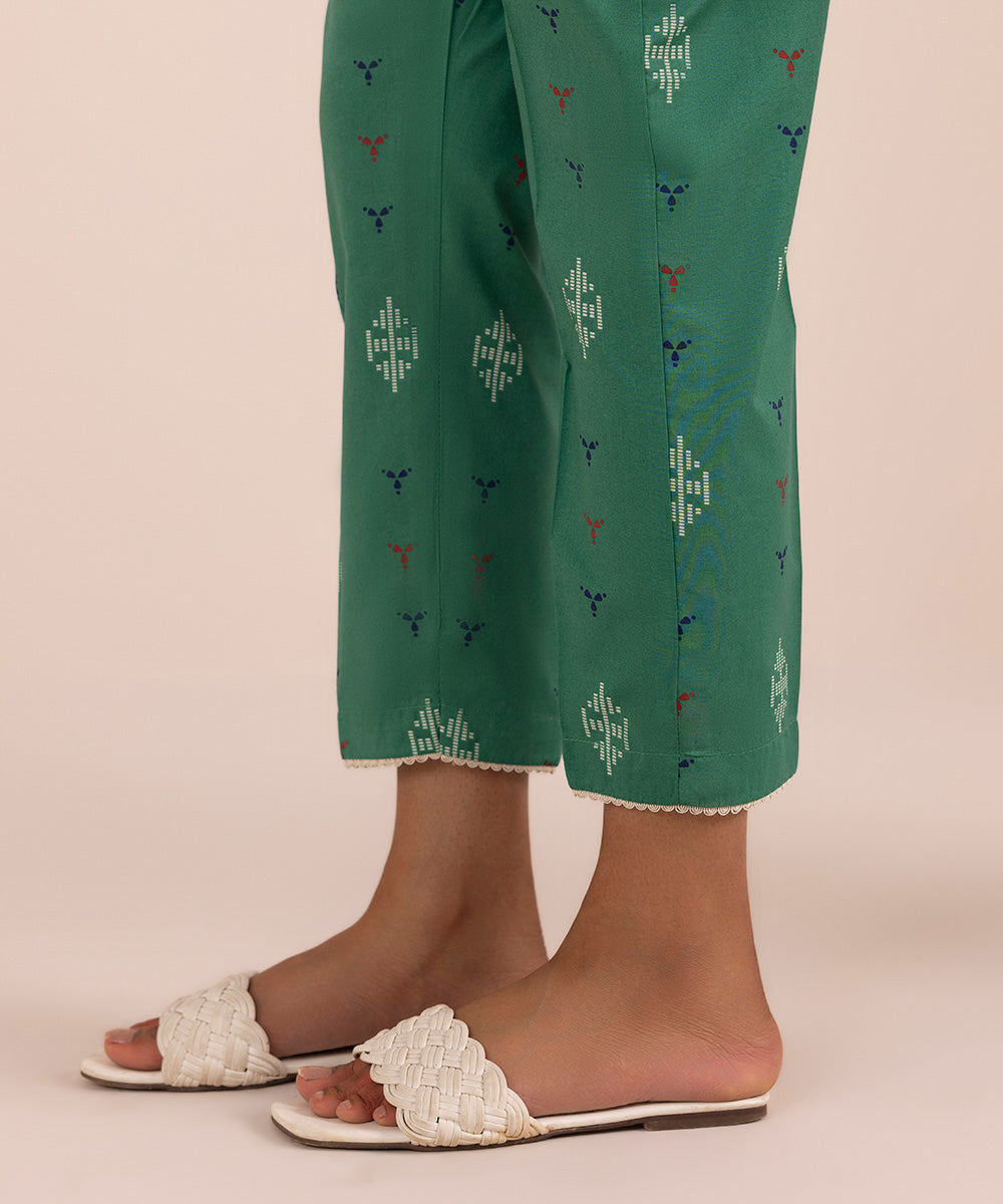 Women's Pret Cambric Green Printed Cigarette Pants