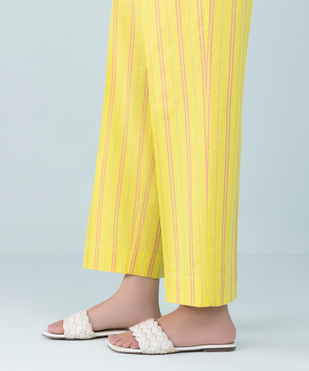 Women's Pret Yarn Dyed Yellow Dyed Straight Pants