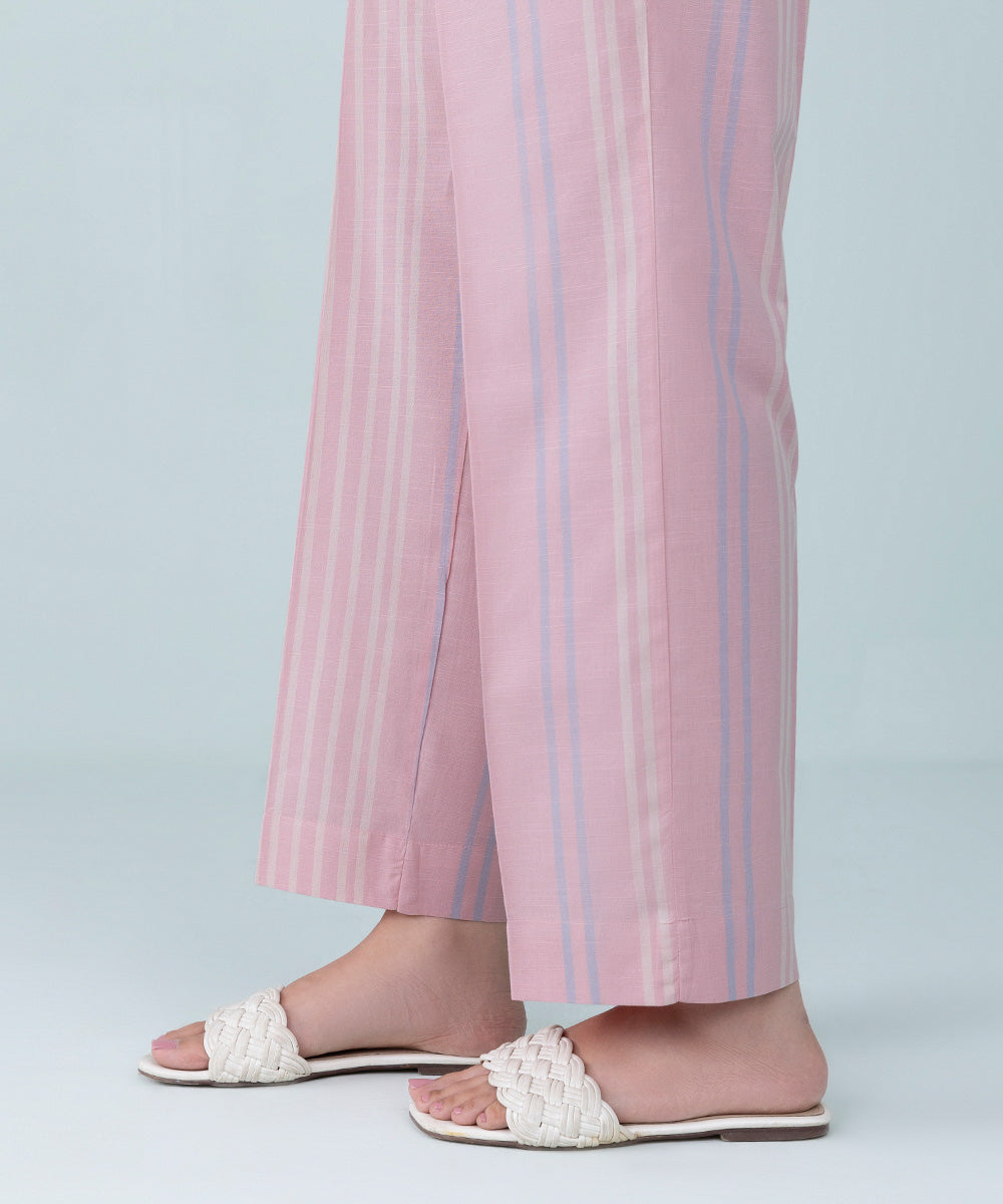 Women's Pret Yarn Dyed Light Pink Dyed Straight Pants