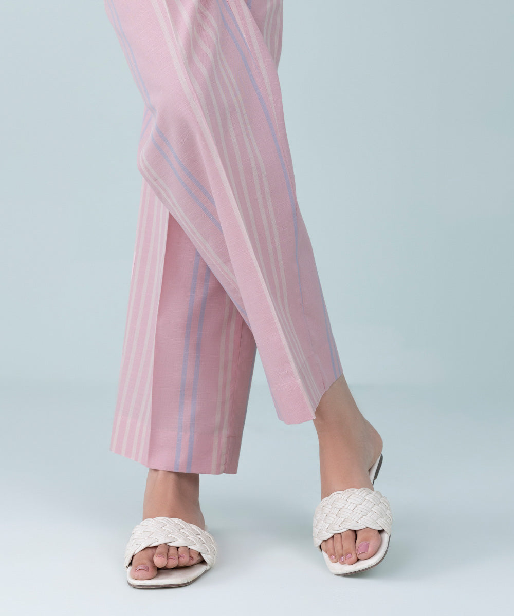 Women's Pret Yarn Dyed Light Pink Dyed Straight Pants