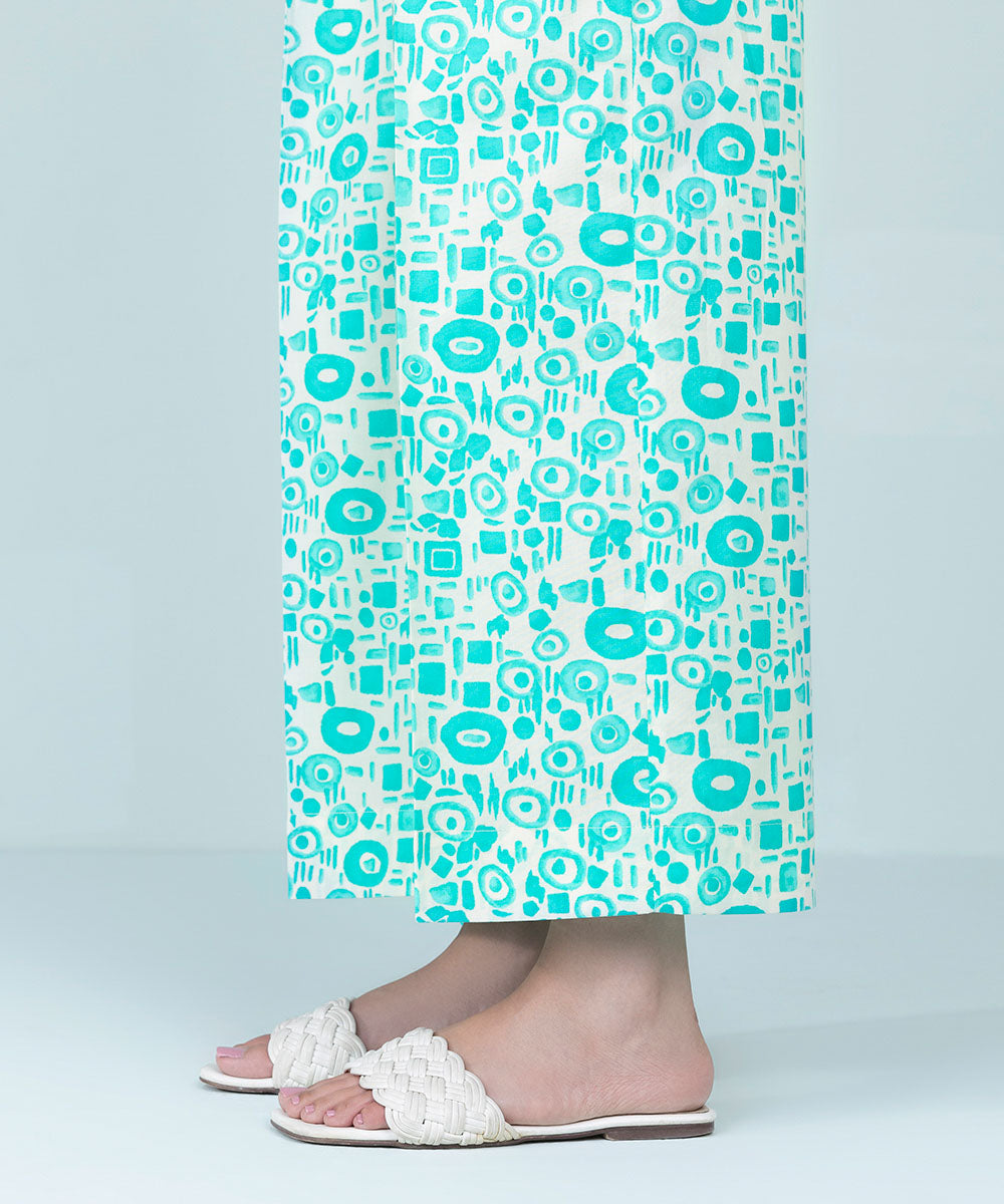 Women's Pret Cambric Turquoise Printed Culottes