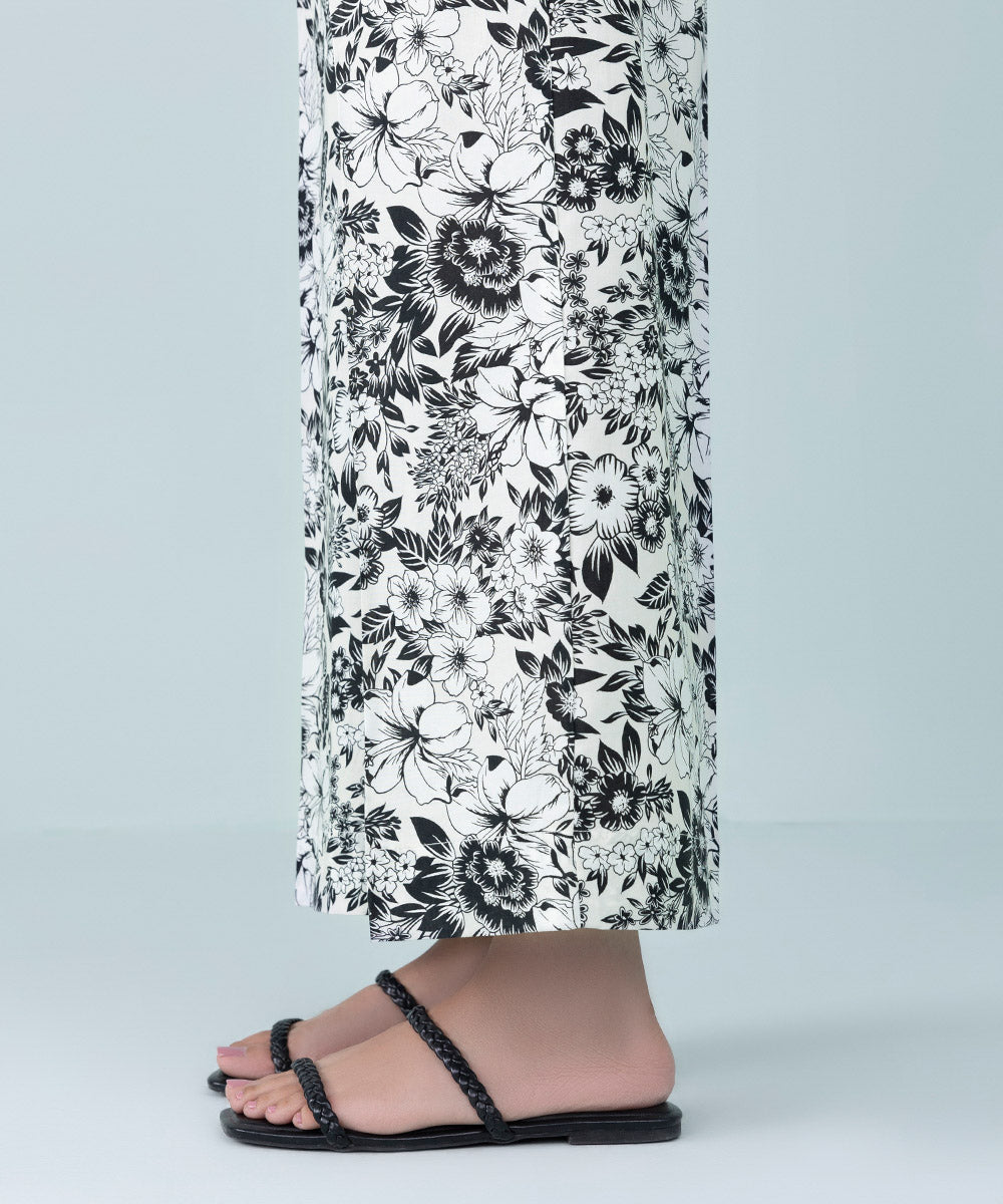 Women's Pret Cambric Black and White Printed Culottes