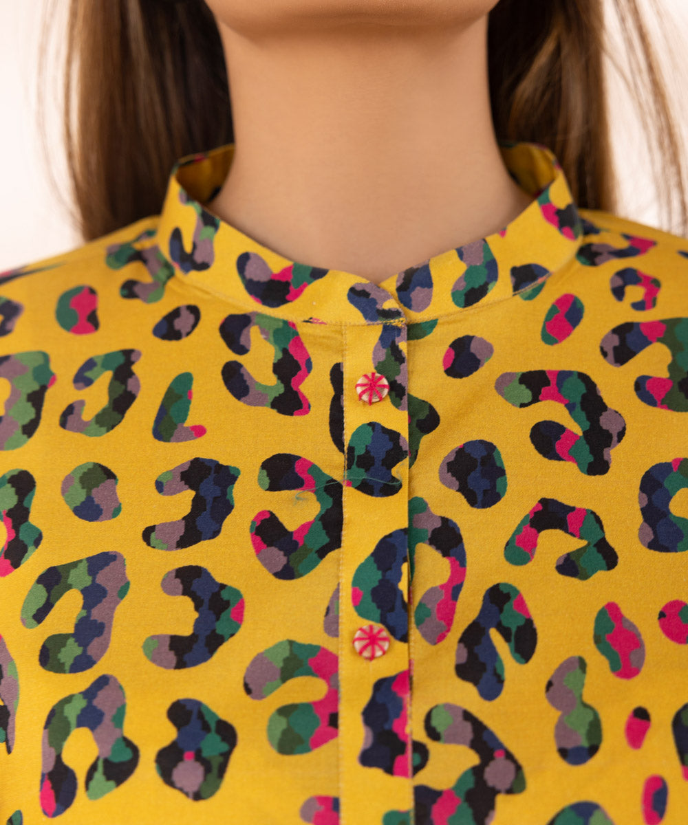 Women's Pret Stretch Lawn Yellow Printed Straight Shirt