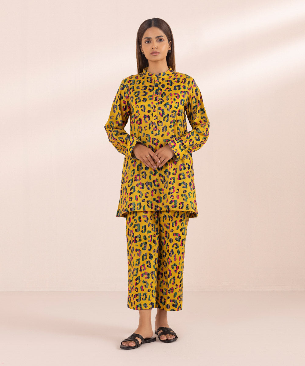 Women's Pret Stretch Lawn Yellow Printed Straight Shirt