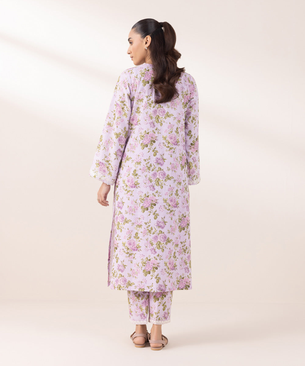 Women's Pret Khaddar Embroidered Lilac A-Line Shirt